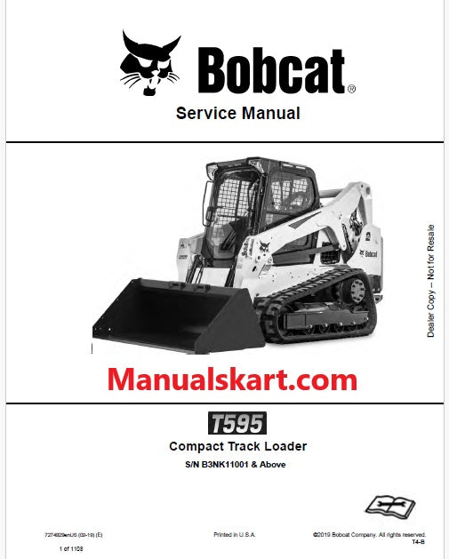 Bobcat T595 Compact Track Loader Pdf Repair Service Manual (Pb no. 7274929enUS)