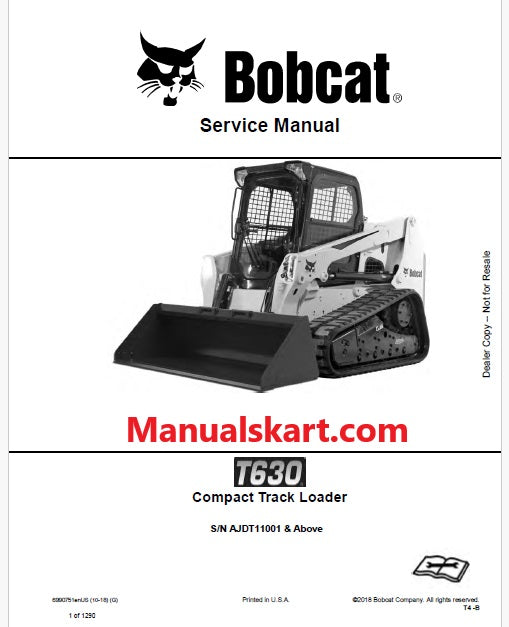 Bobcat T630 Compact Track Loader Pdf Repair Service Manual (Pb no. 6990751enUS)