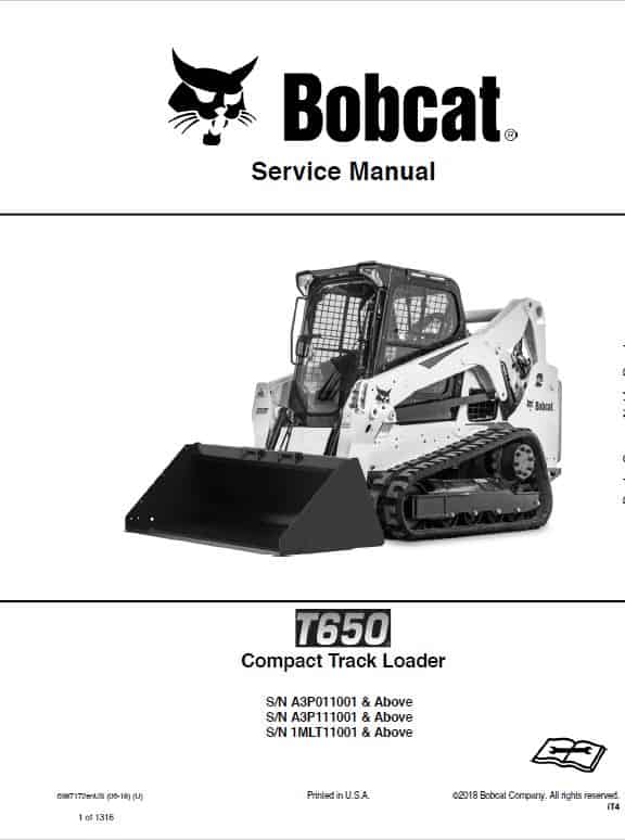 Bobcat T650 Compact Track Loader Pdf Repair Service Manual Download