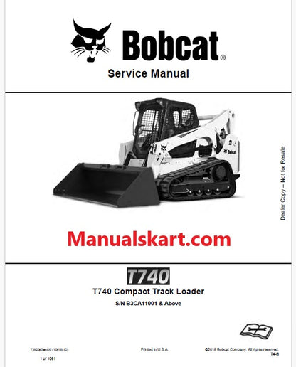 Bobcat T740 Compact Track Loader Pdf Repair Service Manual (Pb no. 7252367enUS)