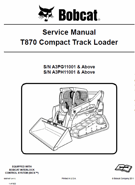 Bobcat T870 Compact Track Loader Pdf Repair Service Manual