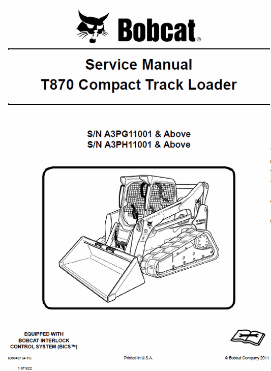 Bobcat T870 Compact Track Loader Pdf Repair Service Manual