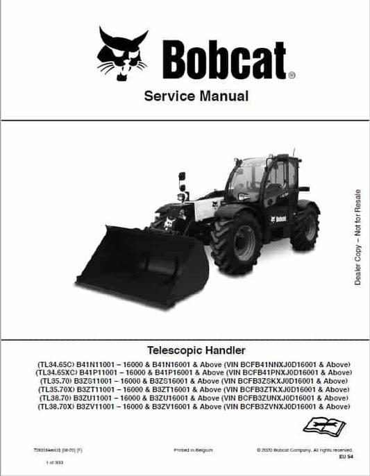 Bobcat TL34.65(X)C, TL35.70(X), TL38.70(X) Telescopic Handler Pdf Repair Service Manual