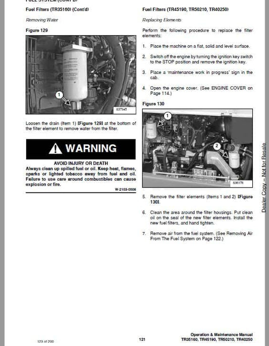 Bobcat V519 Versa Handler Telescopic Tool Carrier (TTC) Pdf Repair Service Manual (Pb. No. 7303209enus 05-20 C)