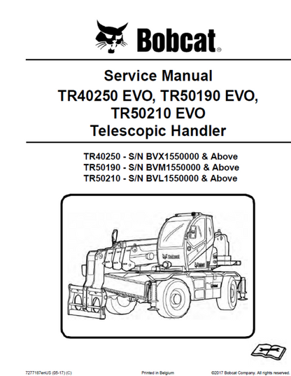 Bobcat TR40250 EVO, TR50190 EVO, TR50210 EVO Telescopic Handler Pdf Repair Service Manual