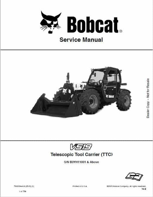 Bobcat V519 Versa Handler Telescopic Tool Carrier (TTC) Pdf Repair Service Manual (Pb. No. 7303209enus 05-20 C)