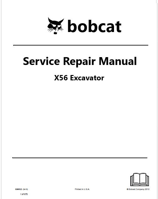 Bobcat X56 Excavator Pdf Repair Service Manual Download