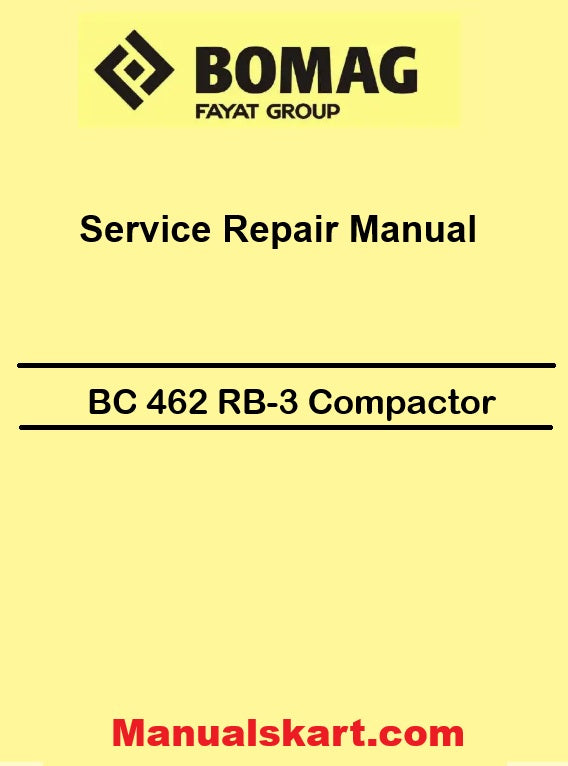 Bomag BC 462 RB-3 Compactor Pdf Repair Service Manual 00840212EN