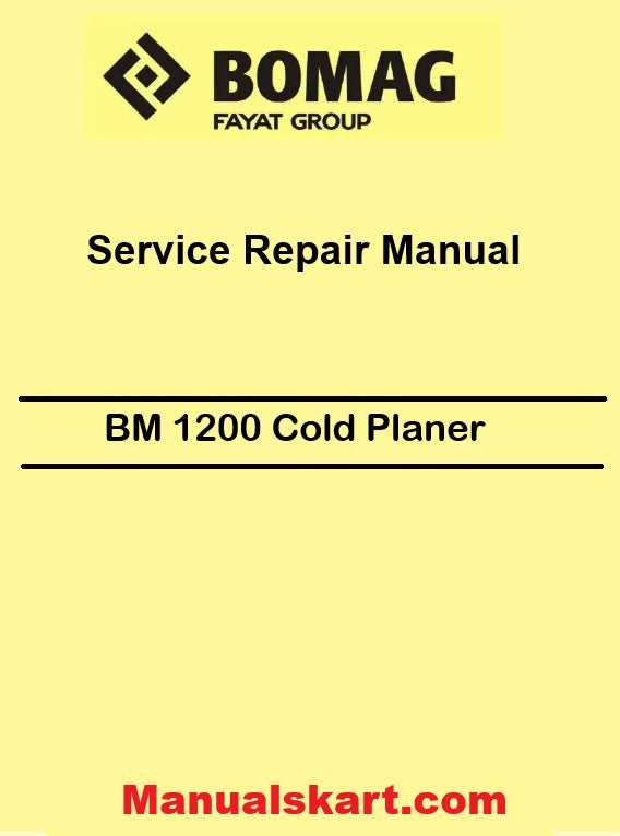 Bomag BM 1200 Cold Planer Pdf Repair Service Manual 00891761