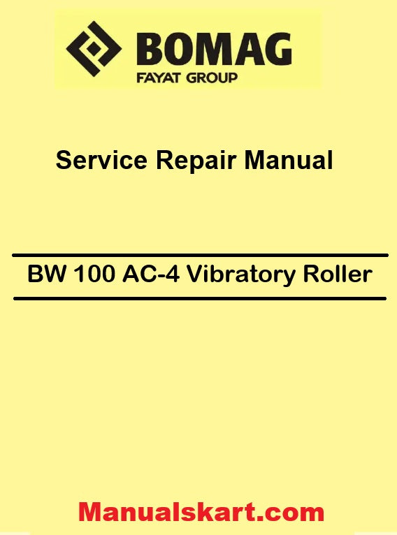 Bomag BW 100 AC-4 Tandem Vibratory Roller Pdf Repair Service Manual 00891524