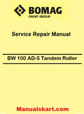 Bomag BW 100 AD-5 Tandem Vibratory Roller Pdf Repair Service Manual 00840072EN