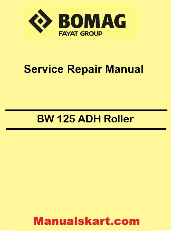 Bomag BW 125 ADH Combination Roller Pdf Repair Service Manual 00891456