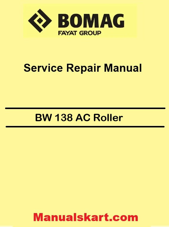 Bomag BW 138 AC Combination Roller Pdf Repair Service Manual 00891444