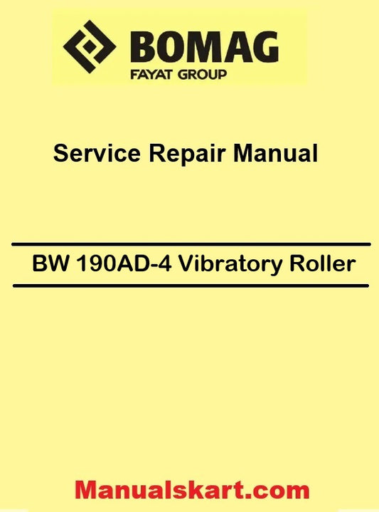 Bomag BW 190AD-4 Tandem Vibratory Roller Pdf Service Manual 00891468