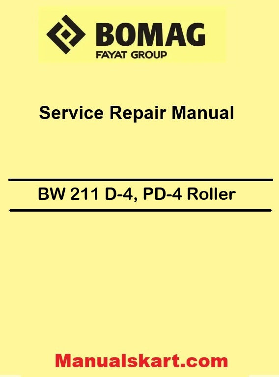Bomag BW 211 D-4, PD-4 Roller Pdf Repair Service Manual 00891145