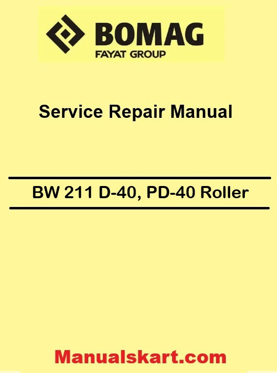 Bomag BW 211 D-40, PD-40 Roller Pdf Repair Service Manual 00891964