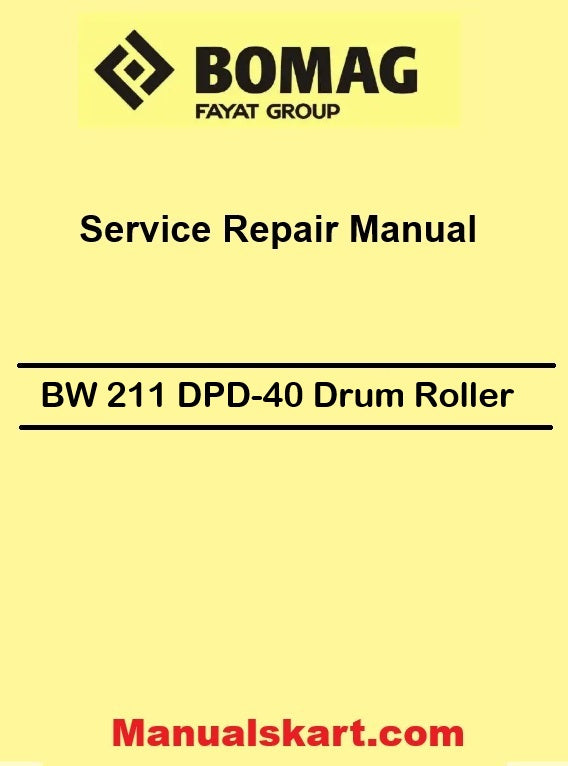 Bomag BW 211 DPD-40 Single Drum Roller Pdf Service Manual 00840190EN