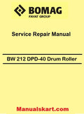 Bomag BW 212 DPD-40 Single Drum Roller Pdf Repair Service Manual 00840190EN