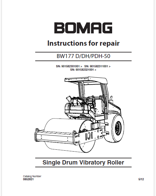 Bomag BW177 D, DH, PDH-50 Single drum roller Service Repair Manual