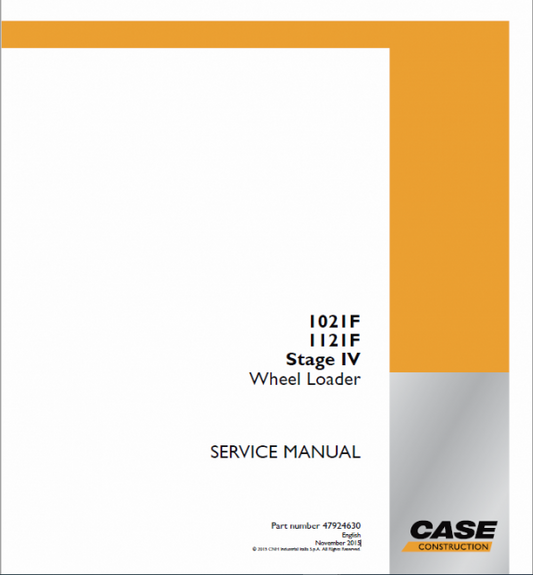 Case 1021F, 1121F Wheel Loader Pdf Repair Service Manual (Pb. No. 47924630)