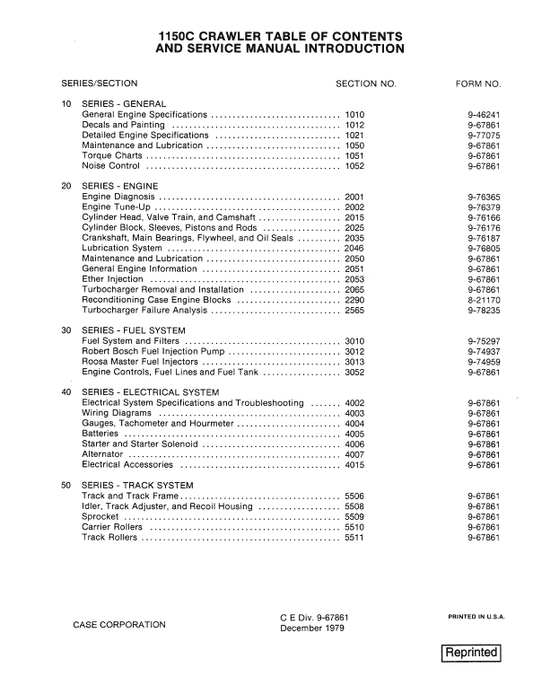 Case 1150C Crawler Dozer Pdf Repair Service Manual