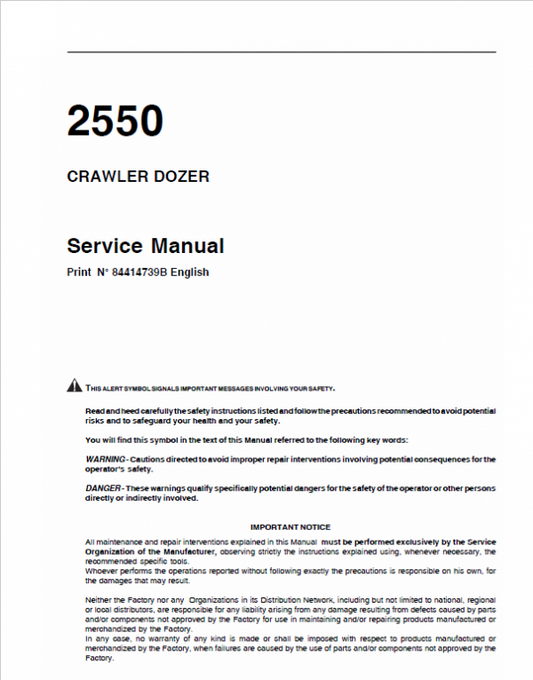 Case 2550 Crawler Dozer Bulldozer Pdf Repair Service Manual