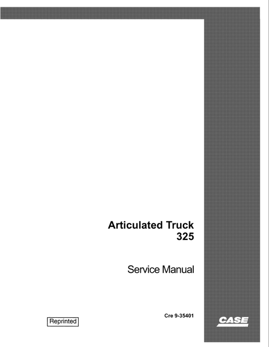 Case 325 Articulated Dump Truck Pdf Repair Service Manual (Pb. No. 9-35401)