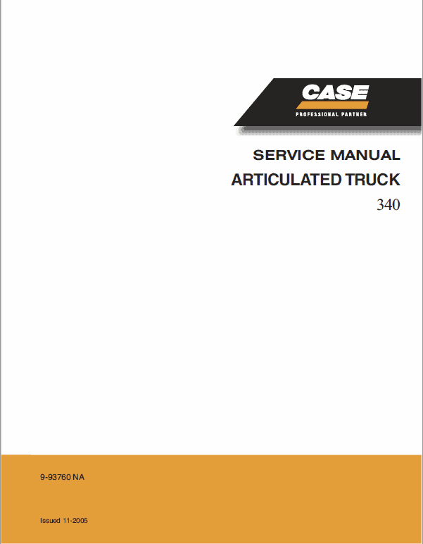 Case 340 Articulated Dump Truck Pdf Repair Service Manual (Pb. No. 9-93760 Na)