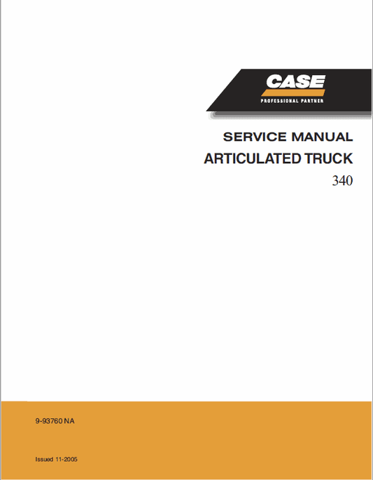 Case 340 Articulated Dump Truck Pdf Repair Service Manual (Pb. No. 9-93760 Na)