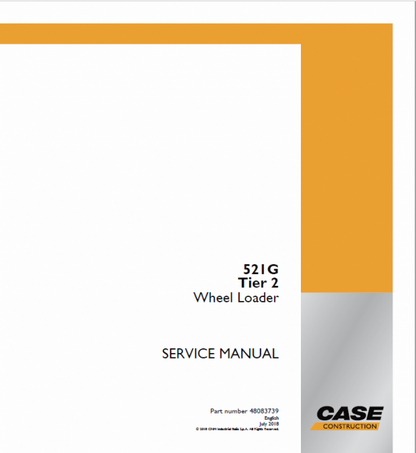 Case 521G Wheel Loader Pdf Repair Service Manual (Pb. No. 48083739)