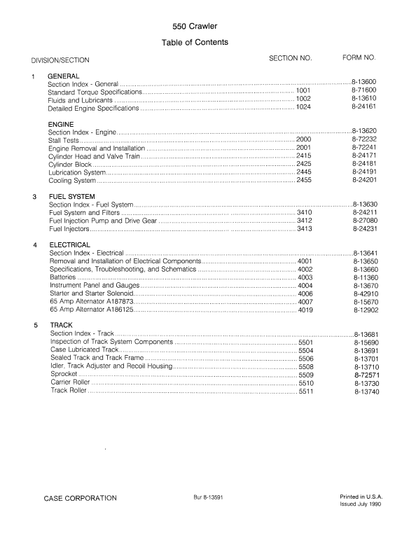 Case 550 Crawler Dozer Bulldozer Pdf Repair Service Manual (Pb. No. 8-11240)