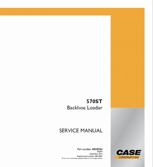 Case 570ST Backhoe Loader Pdf Repair Service Manual (Pb. No. 48048556)