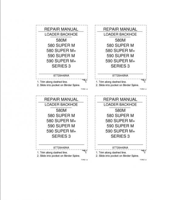 Case 580M, 580 SUPER M+, 590 SUPER M, 590 SUPER M+ Loader Backhoe Pdf Repair Service Manual (Pb. No. 87728449NA)