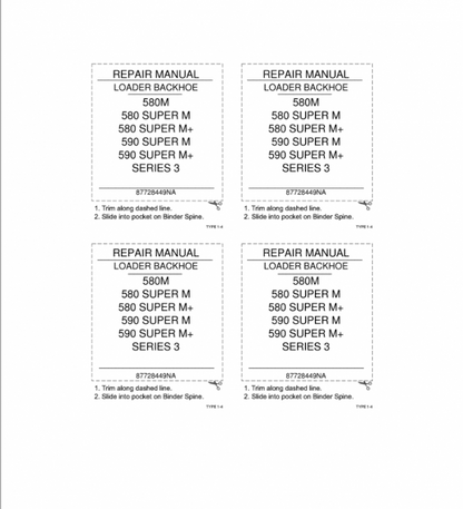 Case 580M, 580 SUPER M+, 590 SUPER M, 590 SUPER M+ Loader Backhoe Pdf Repair Service Manual (Pb. No. 87728449NA)