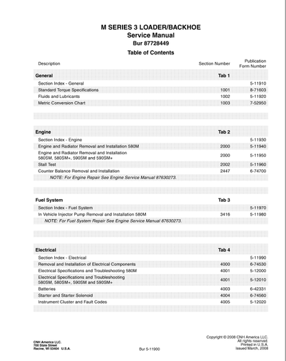 Case 580M, 580 SUPER M+, 590 SUPER M, 590 SUPER M+ Loader Backhoe Pdf Repair Service Manual (Pb. No. 87728449NA) 2