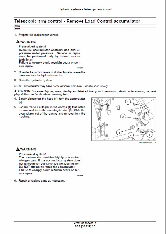 Case 586H, 588H Rough Terrain Forklift Pdf Repair Service Manual (Pb. No. 47821916)