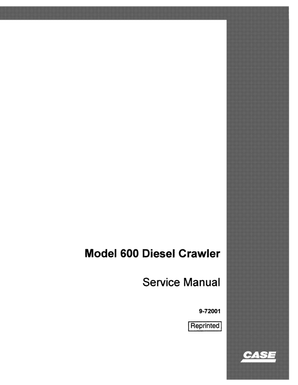 Case 600 Diesel Crawler Tractor Pdf Repair Service Manual (Pb. No. 9-72001)