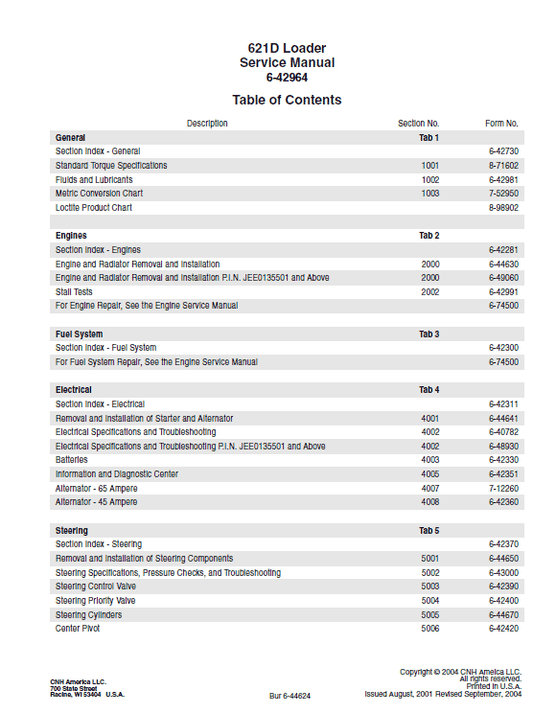 Case 621D Wheeled Loader Pdf Repair Service Manual (Pb. No. 6-42964)