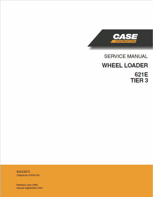 Case 621E Wheel Loader Pdf Repair Service Manual (Pb. No. 84243974)