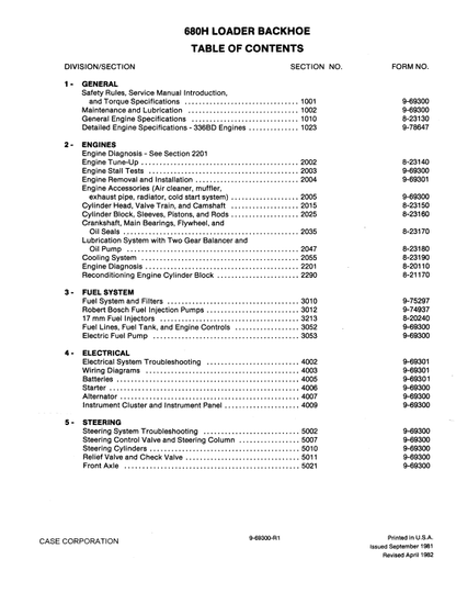 Case 680H Loader Backhoe Pdf Repair Service Manual (Pb. No. 9-69301)