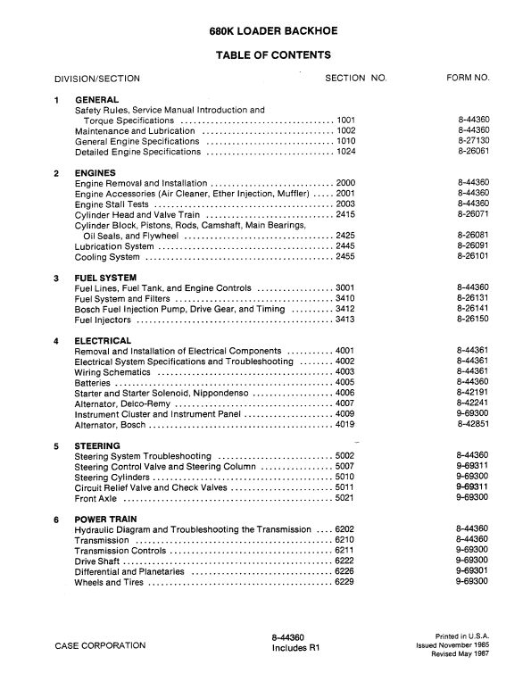 Case 680K Loader Backhoe Pdf Repair Service Manual (Pb. No. 8-44360)