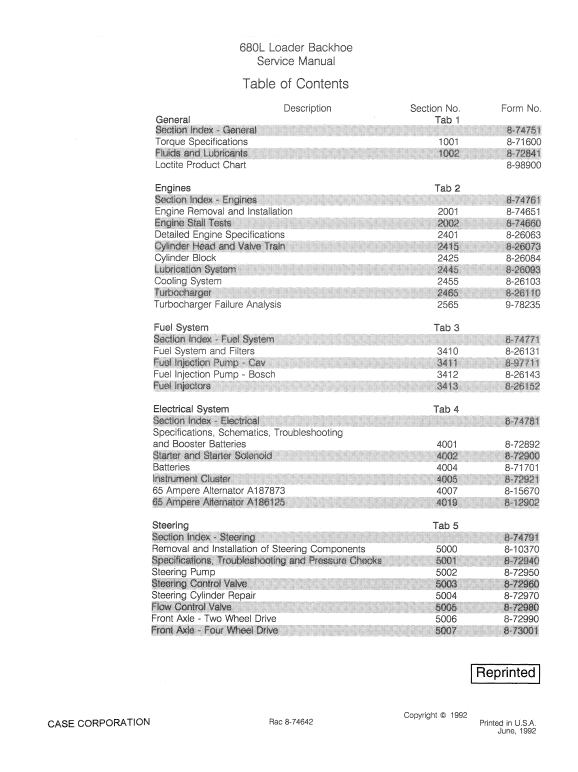 Case 680L Loader Backhoe Pdf Repair Service Manual (Pb. No. 8-68772)