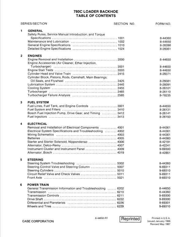 Case 780C Loader Backhoe Pdf Repair Service Manual (Pb. No. 8-44650-R1)