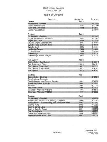 Case 780D Loader Backhoe Pdf Repair Service Manual (Pb. No. 8-68782)