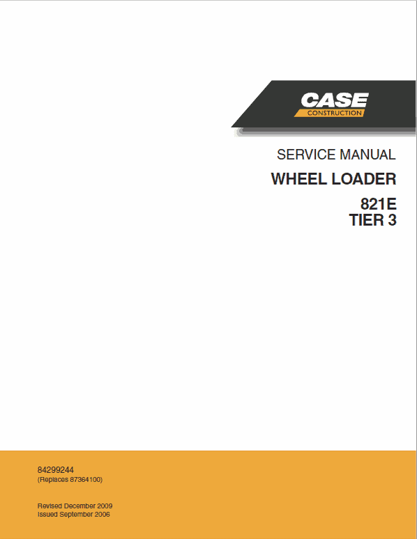 Case 821E Wheel Loader Pdf Repair Service Manual (Pb. No. 84299244)