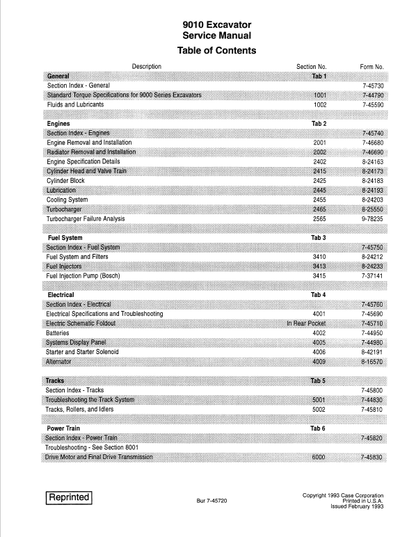 Case 9010 Hydraulic Excavator Pdf Repair Service Manual (Pb. No. 7-44660)