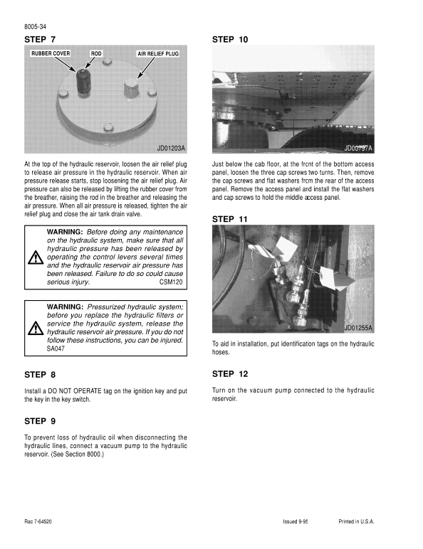 Case 9050B Excavator Pdf Repair Service Manual (Pb. No. 7-64192)