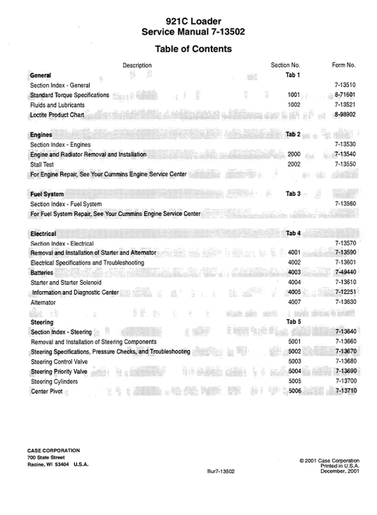 Case 921C Wheel Loader Pdf Repair Service Manual