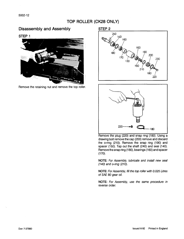 Case CK25, CK28 Crawler Hydraulic Excavator Pdf Repair Service Manual (Pb. No. 7-37912GB) 2