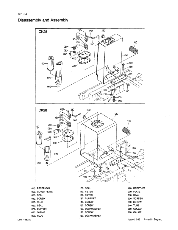 Case CK25, CK28 Crawler Hydraulic Excavator Pdf Repair Service Manual (Pb. No. 7-37912GB)